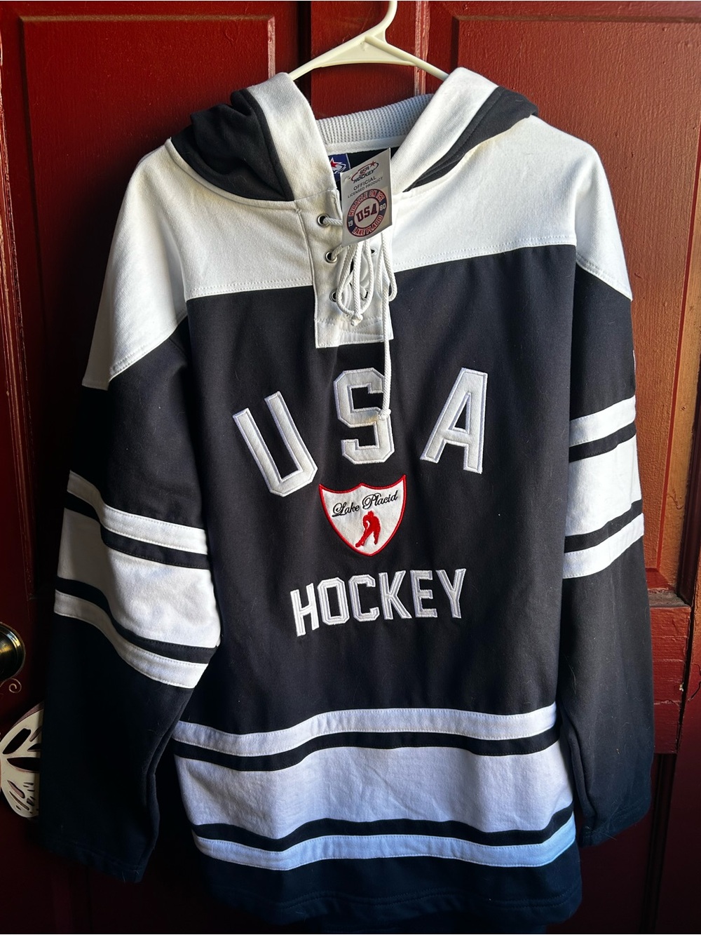 USA Hockey Navy Blue & White Hooded Sweater